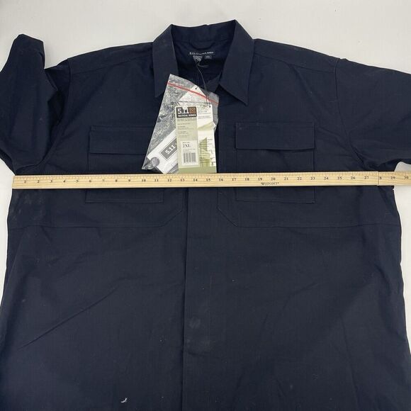 5.11 Tactical Ripstop Shirt Men's 2XL Dark Navy Short Sleeve Collared Button-Up - Picture 8 of 10